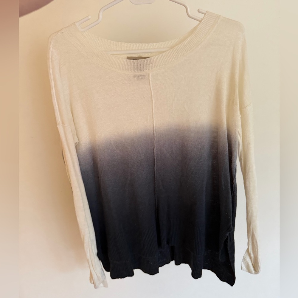 Ombre Navy Blue and White Top